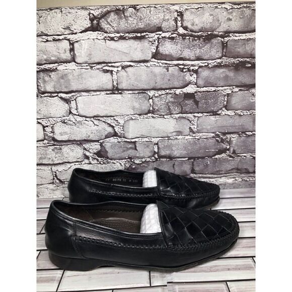 Bragano Cole Haan Men’s Size 13D Black Woven Leather Penny Loafers Shoes Italy main image 6